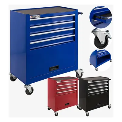 AREBOS 4-Drawer +Compartment Tool Cabinet Garage Tool Chest with Wheels Workshop Tool Storage Lo