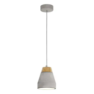 Pendant Ceiling Light Long Flex Shade Brown Wood Grey Concrete Bulb E27 1x60W