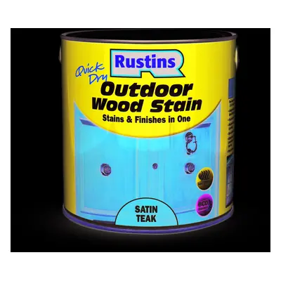 Rustins Quick Dry Outdoor Wood Stain Satin - 2.5ltr Teak