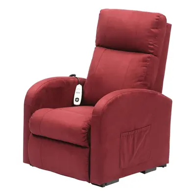 Single Motor Rise and Recline Lounge Chair - Wine Coloured Suedette Material