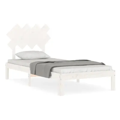 (white, x cm) vidaXL Bed Frame Bed Base Wooden Platform Bed with Headboard Double Solid Wood