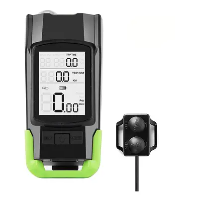 (Green) 3-in-1 Bicycle Speedometer Wireless USB Rechargeable Double T6 LED Bike Light Bike Compu