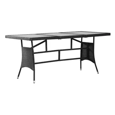 vidaXL Garden Table Dining Table Coffee Table Outdoor Table Black Poly Rattan