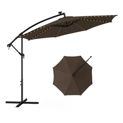 303 cm Solar-Powered Patio Offset Lighted Cantilever Umbrella LED