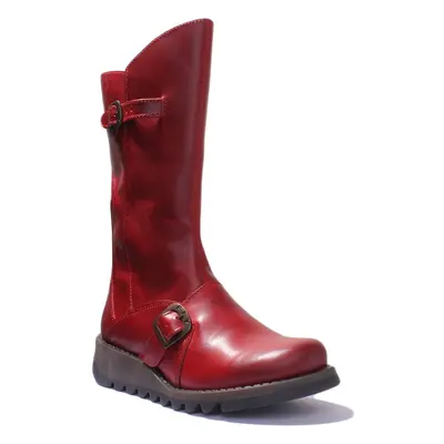 Fly London Mes Mes Wedge Long Boot In Red Size UK / EU