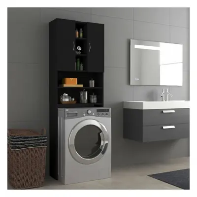 vidaXL Washing Machine Cabinet Black Bathroom Laundry Room Cupboard Shelf