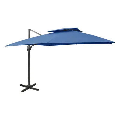 vidaXL Cantilever Garden Parasol with Double Top Outdoor Umbrella Azure Blue