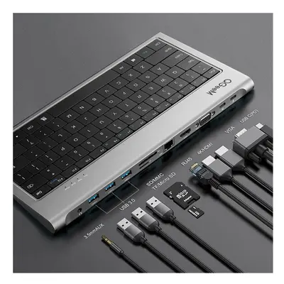 Aluminum Alloy Keyboard + In USB-C Hub Docking Station Adapter With 4K HDMI HD Display 1080P Pow