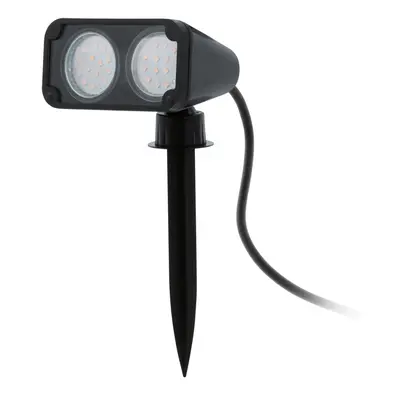 IP44 Outdoor Ground Spike Light Black Plastic x 3W GU10 Bulb Spotlight