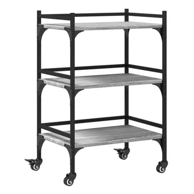 vidaXL Kitchen Trolley Rolling Cart Storage Cart Grey Sonoma Engineered Wood