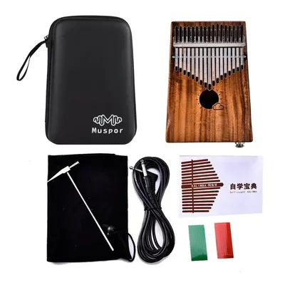 EQ Acacia Muspor17 Key Electric Box Thumb Piano Kalimba EVA Bag + Audio Cable Raw Wood Color