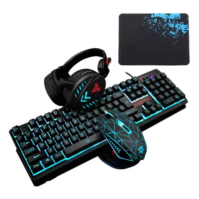 (Black & Light Blue) Keys Gaming Keyboard Waterproof design USB Wired Multimedia RGB Backlit and