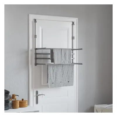 vidaXL Drying Rack for Balcony Over the Door Clothes Airer Towel Rack Aluminium