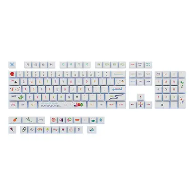 123 Keys Summer Painting Keycap Set XDA Profile Sublimation PBT Custom Keycaps for Mechanical Ke