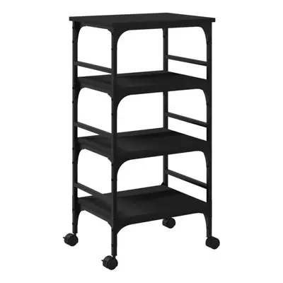 vidaXL Kitchen Trolley Rolling Cart Storage Cart Trolley Black Engineered Wood