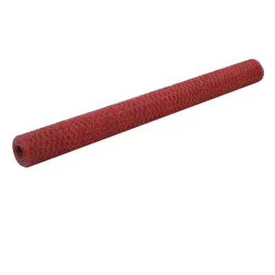 (red, 1.5 m) vidaXL Chicken Wire Fence with PVC Coating Wire Mesh Roll Wire Fencing Net