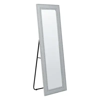 Standing Mirror LOCRONAN cm Faux Leather Light Grey