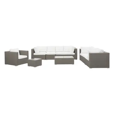 Garden Lounge Set with Table Seater MAESTRO Modular PE Rattan Taupe