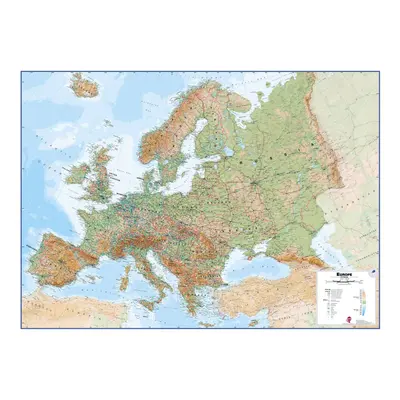 (161.4 cm x cm, Laminated) Europe Wall Map Physical