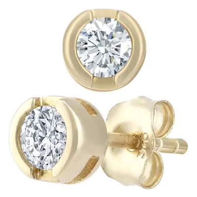 Jewelco London 9ct Yellow Gold Round 1/3ct Diamond Solitaire Stud Earrings - PE0AXL1572Y