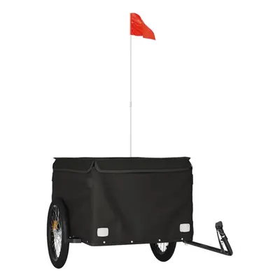 (black, x x cm) vidaXL Bike Cargo Trailer Bike Carriage Bicycle Wagon Trailer with Flag Iron