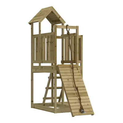 (solid impregnated pinewood) vidaXL Playhouse with Climbing Wall Solid Wood Wooden Climbing Fram