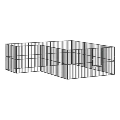 vidaXL Dog Playpen Panels Dog Kennel Pet Dog Crate Black Galvanised Steel