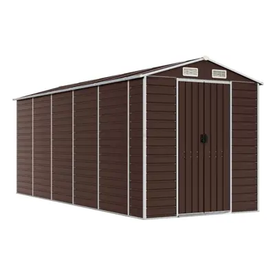 (brown, x x cm) vidaXL Garden Shed Outdoor Storage Shed Patio Yard Tool Shed Galvanised Steel