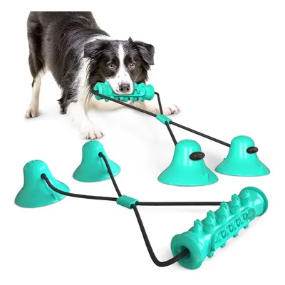 (Blue) Pet Molar Bite Elastic Ropes Tooth Cleaning Chewing Suction Cup Dog Toys