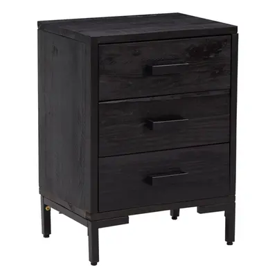 vidaXL Solid Wood Pine Bedside Cabinet Black 36x30x54 cm Recycled Nightstand