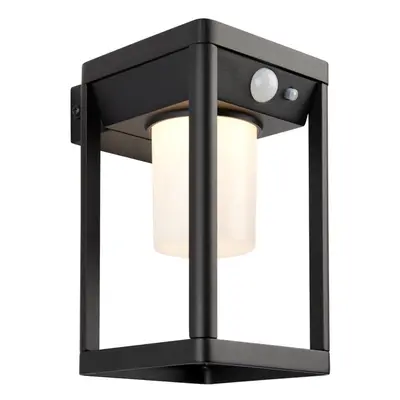 Modern Solar Powered Wall Light with PIR & Photocell - Textured Black Finish