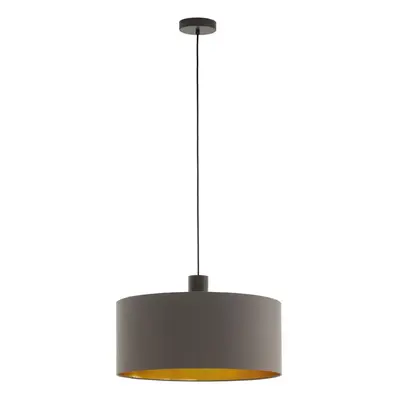 Pendant Light Colour Dark Brown Shade Cappuccino Gold Fabric Bulb E27 1x60W