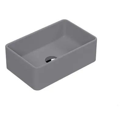 Rectangular Matt Ceramic Countertop Vessel Without Overflow - 365mm - Matt Grey