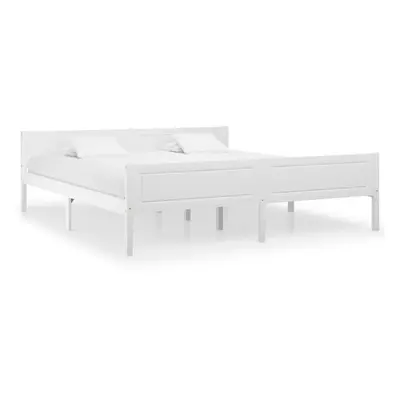 vidaXL Solid Pinewood Bed Frame 180x200 cm 6FT Super King White Home Bedstead