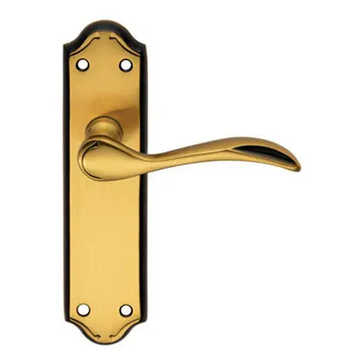 PAIR Curved Door Handle Lever on Latch Backplate x 45mm Florentine Bronze