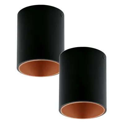 2 PACK Wall / Ceiling Light Black & Copper Round Downlight 3.3W Built in LED