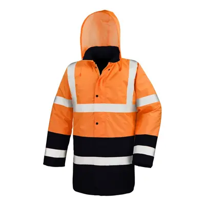 (S, Fluorescent Orange/Black) Result Mens Two Tone Safety Coat