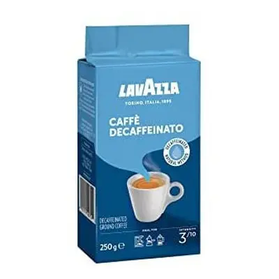 Lavazza Caffe Decaffeinated Ground Coffee, Arabica and Robusta Medium Roast, Pack of g