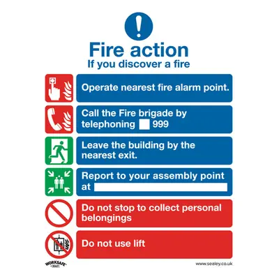 10x FIRE ACTION & LIFT Health & Safety Sign Self Adhesive x 250mm Sticker