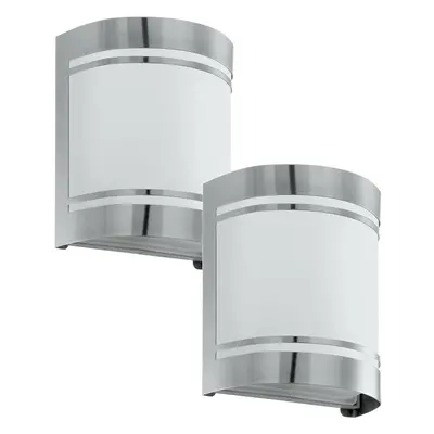 2 PACK IP44 Outdoor Wall Light Stainless Steel & Diffuser 40W E27 Porch Lamp