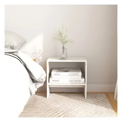 vidaXL 2x Solid Pinewood Bedside Cabinets White Wooden Nightstand Bed Cabinet