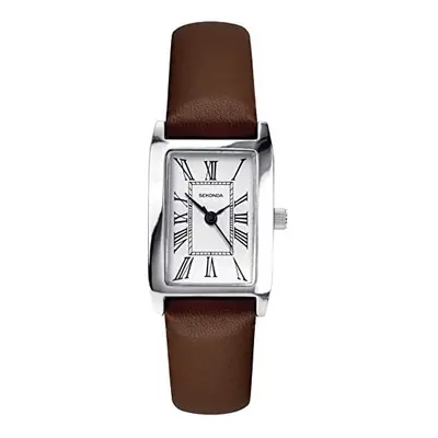 Sekonda Classic Ladies Quartz Watch with White Dial Analogue Display and Brown Strap