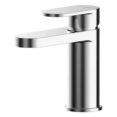 Round Mini Mono Basin Mixer Tap & Push Button Waste - Chrome