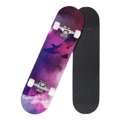 (Purple) 31.5'' Ply Maple LED Flashing Skateboard Chrome Steel Longboard Bearing for Adults Begi