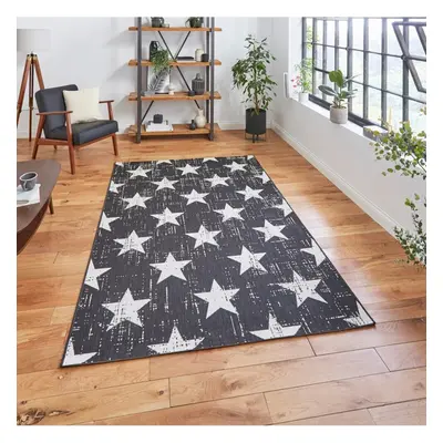 (120x170cm) Santa Monica Indoor Outdoor Star Rug in Black White