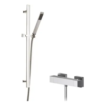 Ripple Square Bar Valve & Sheer Slide Rail Shower Kit - Chrome - Balterley