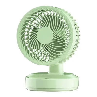 (Green, With Battery) Mini Desktop Fan 3D Circulation USB Air Cooler Gear Wind Speed 4000mAh Bat