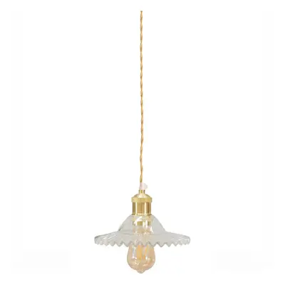 Lucrezia Brushed Gold Pendant Light with Clear Frilled Glass Shade