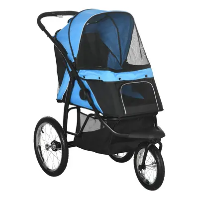 PawHut Wheel Pet Stroller, for Medium Small Dogs, Foldable Cat Pram - Blue