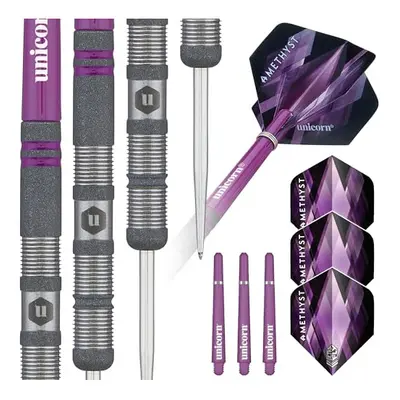 Darts Set | Amethyst | 90% Natural Tungsten Barrels with Purple Accents & Laser Etched U Logo Ha